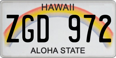 HI license plate ZGD972