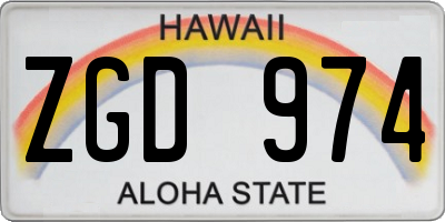 HI license plate ZGD974