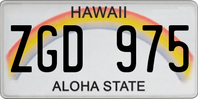 HI license plate ZGD975