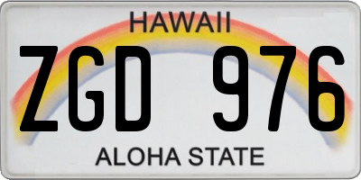 HI license plate ZGD976