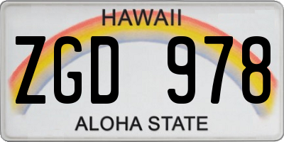 HI license plate ZGD978