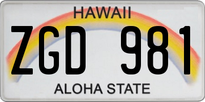 HI license plate ZGD981