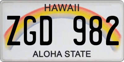 HI license plate ZGD982