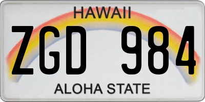 HI license plate ZGD984