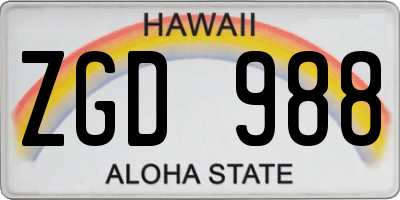 HI license plate ZGD988
