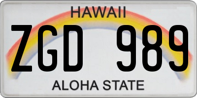 HI license plate ZGD989