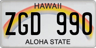 HI license plate ZGD990