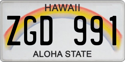HI license plate ZGD991