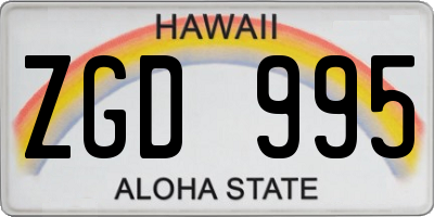 HI license plate ZGD995