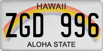 HI license plate ZGD996