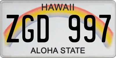 HI license plate ZGD997