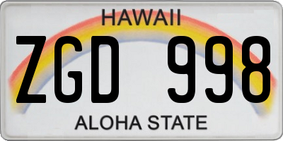 HI license plate ZGD998