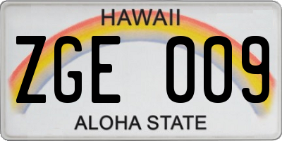 HI license plate ZGE009