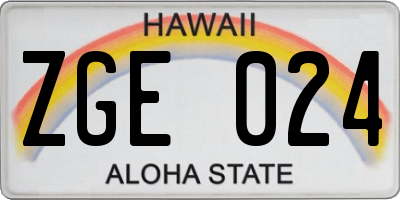 HI license plate ZGE024