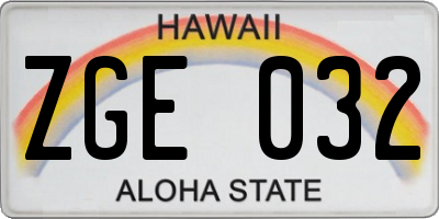 HI license plate ZGE032