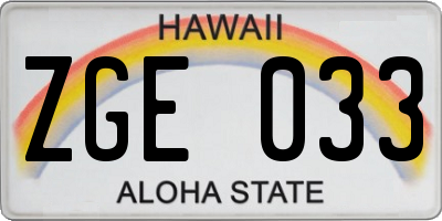 HI license plate ZGE033