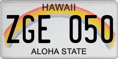 HI license plate ZGE050