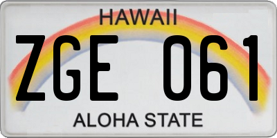 HI license plate ZGE061