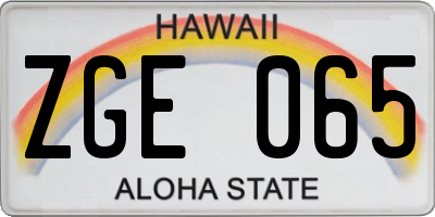 HI license plate ZGE065