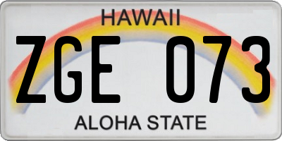 HI license plate ZGE073