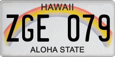 HI license plate ZGE079