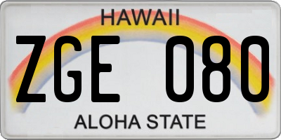 HI license plate ZGE080