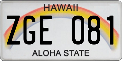 HI license plate ZGE081