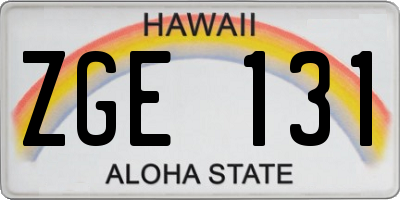 HI license plate ZGE131