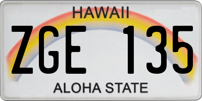 HI license plate ZGE135