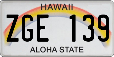 HI license plate ZGE139