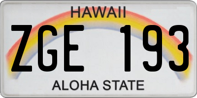 HI license plate ZGE193