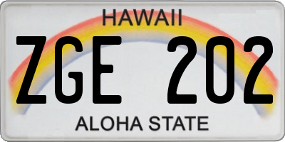 HI license plate ZGE202