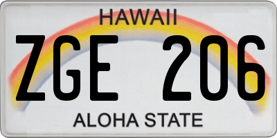 HI license plate ZGE206