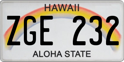 HI license plate ZGE232