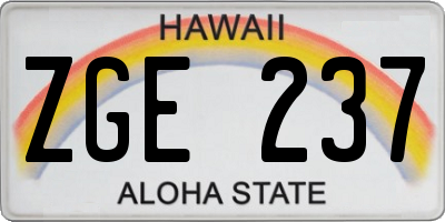HI license plate ZGE237