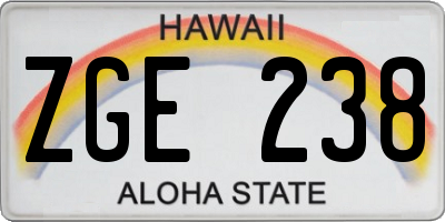 HI license plate ZGE238