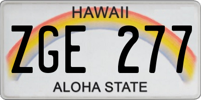 HI license plate ZGE277