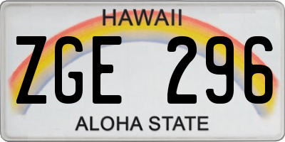 HI license plate ZGE296