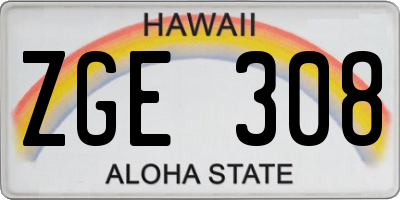 HI license plate ZGE308