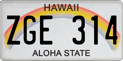 HI license plate ZGE314
