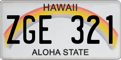 HI license plate ZGE321