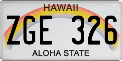 HI license plate ZGE326