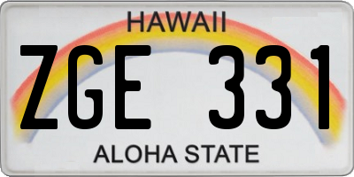 HI license plate ZGE331