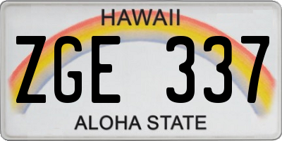 HI license plate ZGE337