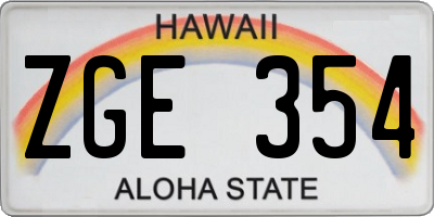 HI license plate ZGE354