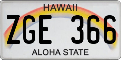 HI license plate ZGE366