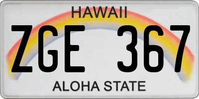HI license plate ZGE367