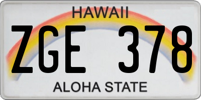 HI license plate ZGE378