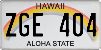 HI license plate ZGE404