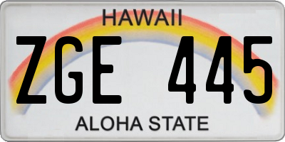 HI license plate ZGE445